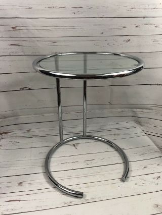 Vintage Mid Century Modern Chrome Glass Top Table