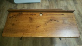 Antique Vintage School Desk Wood Cast Iron Sears Roebuck Co Chicago RARE 5