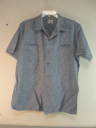Post Ww2 Wwii Military Usn Us Navy Cotton Chambray Denim Seafarer Shirt Vintage