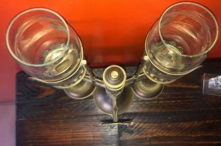 Vintage Brass Double Arm Candle Hang/ Stand Sconce Hurricane SHADES light lamp 3