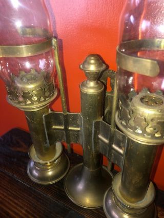 Vintage Brass Double Arm Candle Hang/ Stand Sconce Hurricane SHADES light lamp 5