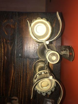 Vintage Brass Double Arm Candle Hang/ Stand Sconce Hurricane SHADES light lamp 6