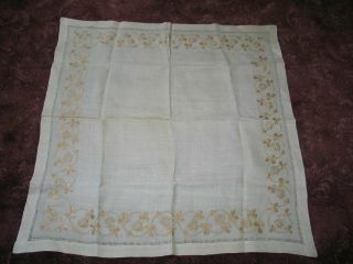 Antique Society Silk Tablecloth Victorian Hand Embroidery 3 leaf clovers Floral 2