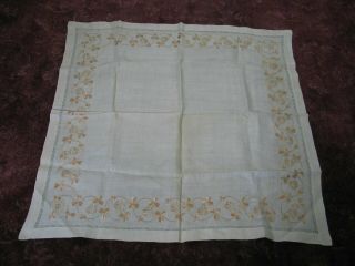 Antique Society Silk Tablecloth Victorian Hand Embroidery 3 leaf clovers Floral 5