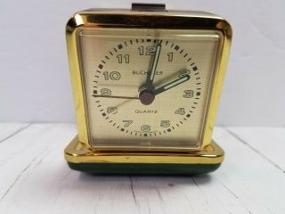 Vtg Bucherer Alarm Clock Desk Travel Brass Folding Watch 2