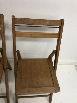 Vintage WOOD FOLDING CHAIRS Pair slat country wooden bistro wedding dining set 2 3