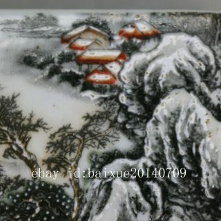 Chinese old hand - carved porcelain famille rose glaze snowscape paperweight c01 4