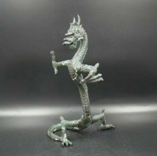9.  8 " Collectible Old Handmade Carving Statue Dragon Copper Bronze Statues Yr