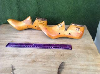 Stuart Vintage Antique Pair Wooden Wood Cobbler Shoe Forms Boot Molds