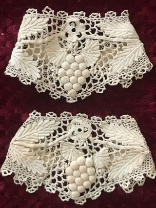 Exceptional Antique IRISH CROCHET LACE CUFFS 10 1/4 