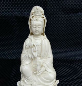 1pcs Chinese Dehua White Porcelain Statue Of Goddess.  Guanyin Bodhisattva