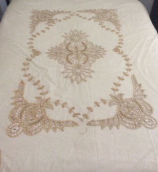 Vintage Antique French Tambour Net Lace Twin Bedspread/coverlet,  Flowers & Leaves