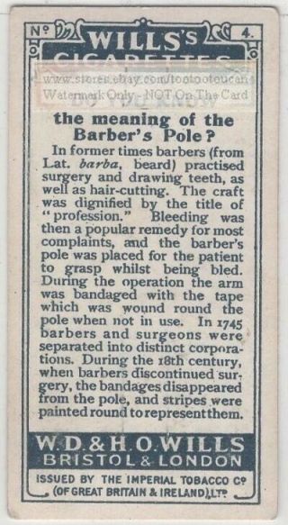 Barber Pole Origin and Symbolism Dentist Leech Bloodletting 95,  Y/O Trade Card 2