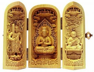 Japanese,  Buddhism,  Red Fudo Myo - O,  Wooden Statue Buddha 不動明王 Japan