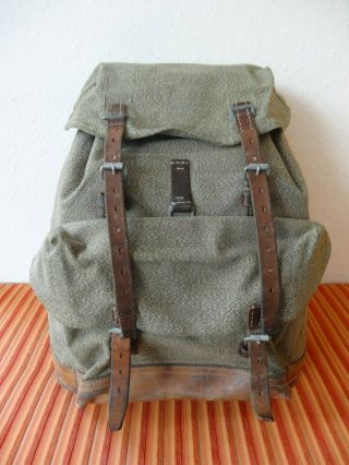 Perfect Swiss Army Military Backpack Rucksack 1959 Ch Canvas Salt & Pepper 59
