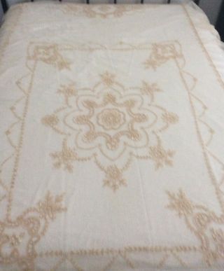 Vintage Antique Tambour Net Lace Twin Bedspread/coverlet With Drop,  Ornate