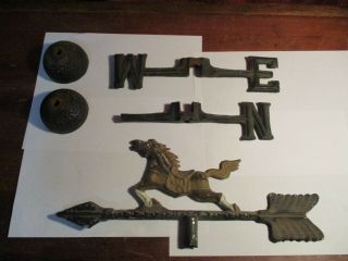 Vintage Weather Vane Horse & Arrow Galloping Stallion Aluminum Missing South 2