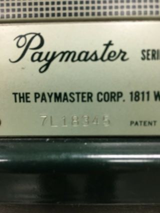 Vintage Paymaster Checkwriter Series S - 1000 w/ Key 4