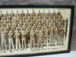 Vintage 1947 Framed Panoramic Photo US Military Co D 74th Training Fort Knox 7