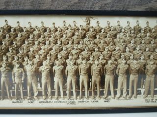Vintage 1947 Framed Panoramic Photo US Military Co D 74th Training Fort Knox 8