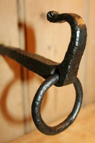 Antique Wrought Iron Tethering Ring On Pin Hook And Ring