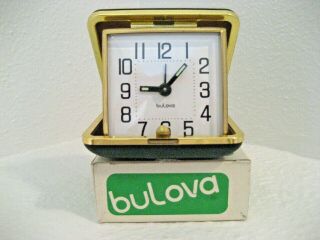 Vintage Bulova Travel Alarm Clock W/ Box & Instructions – Like