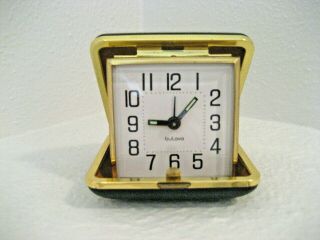 Vintage Bulova Travel Alarm Clock w/ Box & Instructions – LIKE 2
