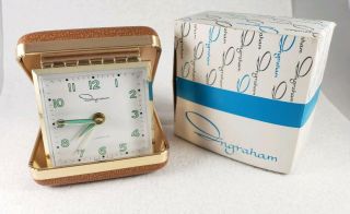 Rare Nos Vintage Ingraham Folding Travel Alarm Clock Luminous Wind Up