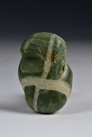 Pre Columbian Jade Boulder Carving Face Weight Is 60.  9 Grams