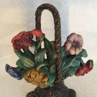 Antique Hubley 120 Cast Iron Basket of Flowers Door Stop Doorstop 4