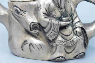 Collectable Handwork Miao Silver Carve Old Poet On Root Delicate Ancient Tea Pot 2