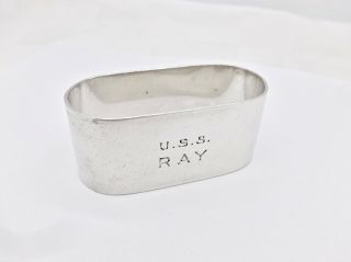 Large Heavy Gorham Navy Rear Admiral Uss Ray Sterling Silver Service Napkin Ring