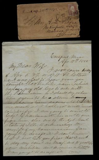 6th Illinois Cavalry Civil War Letter From Mississippi - Lincoln Assassinated