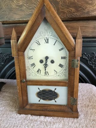 Vintage German Movement Wooden Mantle Clock Hd394 Does Not Run.  No Keys.