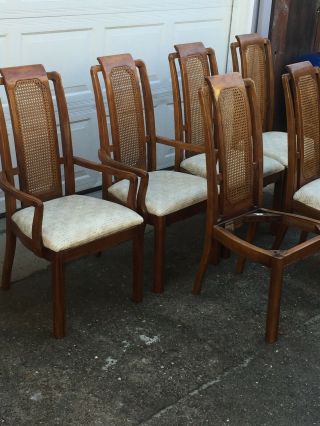 Thomasville Vtg Cane Wicker Back Chairs Asian Influence 6