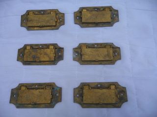 Antique X6 Edwardian Brass Recessed Draw Handles - Door Dresser Cabinet Desk Boat 5