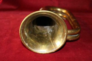Civil War Era Brass Bugle Fine W/Mouthpiece & Chain 3