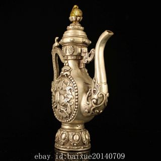 china copper - plating silver hand - made gold drawing peach bat statue teapot g02A 3