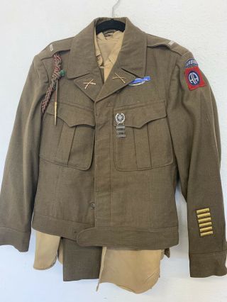 Ww2 82nd Airborne Officers Uniform,  Shirt & Pants From Estate