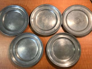 Early 1784 Pewter 8.  75 " Plates Pro Zin Brunn Set Of 5