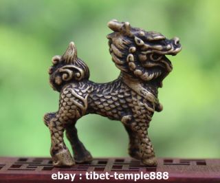 4.  5 Cm China 100 Pure Bronze Dragon Foo Dog Lion Wealth Animal Amulet Sculpture