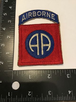 Ww2 Us Army 82nd Airborne Division Cut Edge Patch W/ Attached Tab No Glow Rare