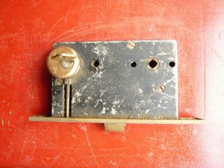 Antique Entry National Made By Ozone Park N.  Y.  Mortise Lock Set Cylinders & Key