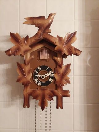 German Cuckoo Clock Made In Germany Hubert Herr Triberg W/both Weights,  Chains.