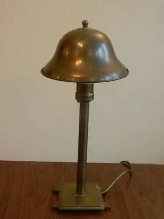Art Deco Modernist Brass Bronze Helmet Form Desk Lamp.  Roycroft? Style.