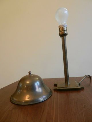 Art Deco Modernist Brass Bronze Helmet Form Desk Lamp.  Roycroft? Style. 8