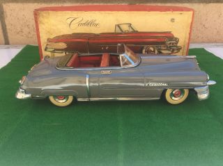 Vintage Japan Apls 1952 Cadillac Friction Tin Litho W/box Tin Toy Car