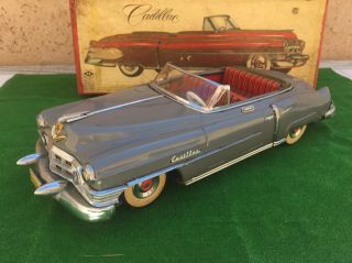 VINTAGE JAPAN APLS 1952 CADILLAC FRICTION TIN LITHO W/box TIN TOY CAR 6