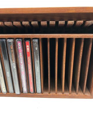 Kalmar Designs Teak Wood 30 CD Holder Lever Case Rack Mid Century Modern 2