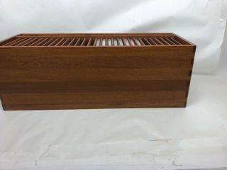 Kalmar Designs Teak Wood 30 CD Holder Lever Case Rack Mid Century Modern 8